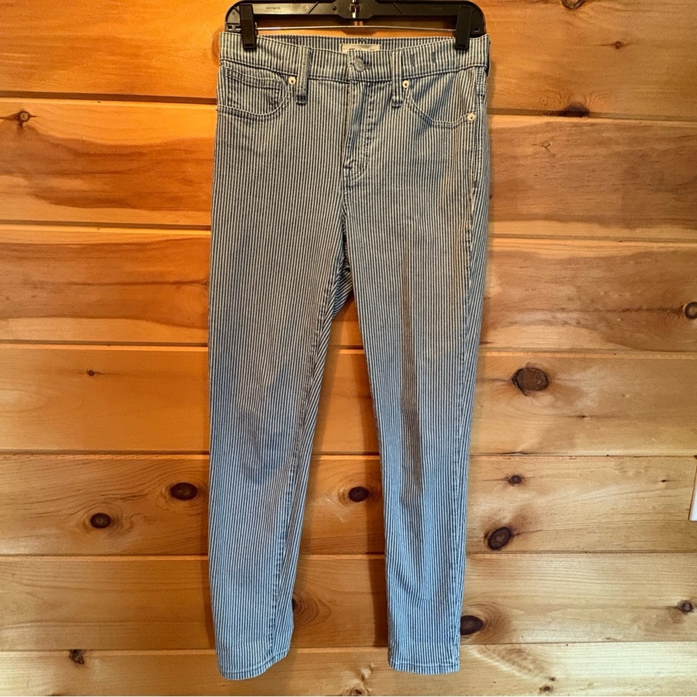 Madewell Women's Skinny Jeans in Blue and White Pinstripe